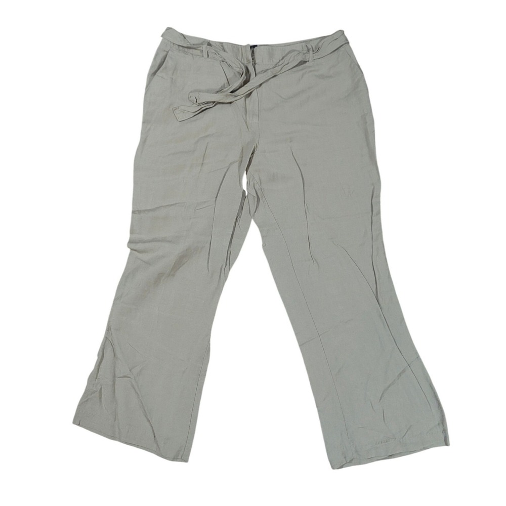 East 5th Pants Women 18 Tan Linen Blend Wide Leg Tie Waist Casual Trousers‎